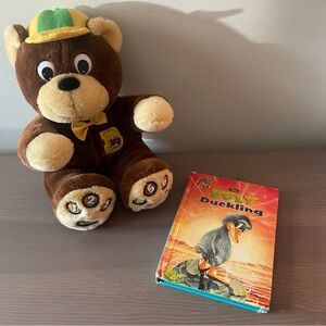 1998 General Creation Baby Bear Ugly Duckling Story Talking Plush + Book